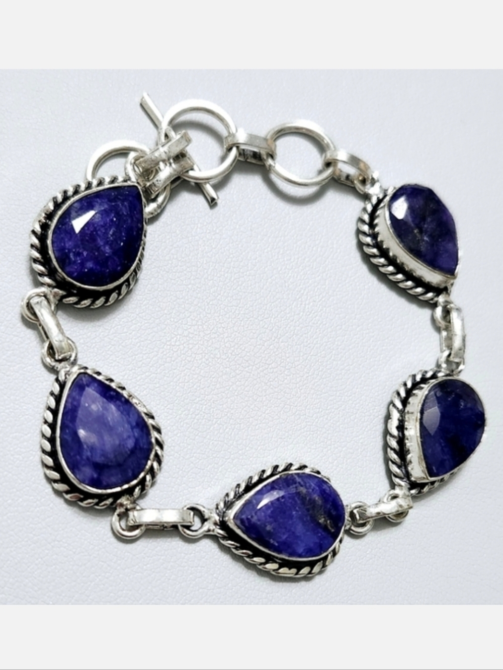 Narural Sapphire Sterling silver Link bracelet